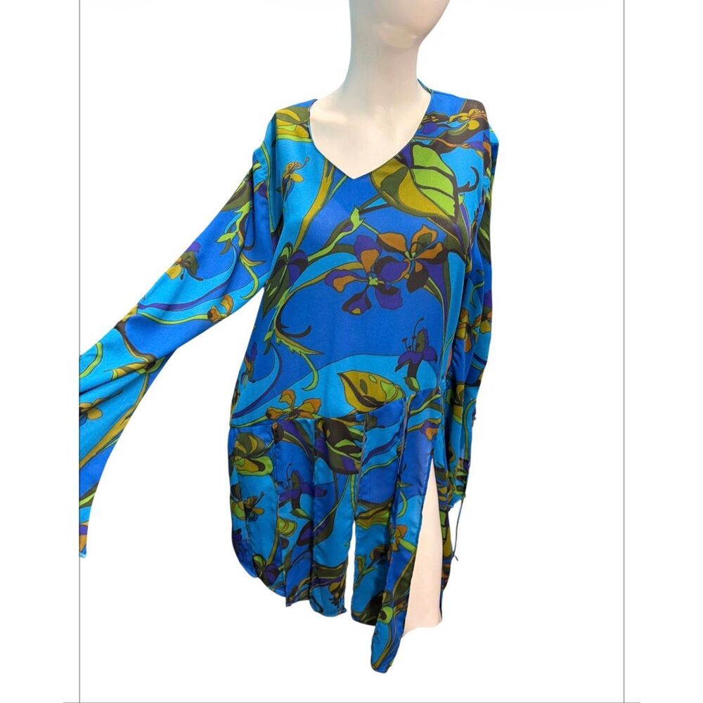 Original Anthony Blue Floral Asymmetrical Blouse Women’s Size Medium